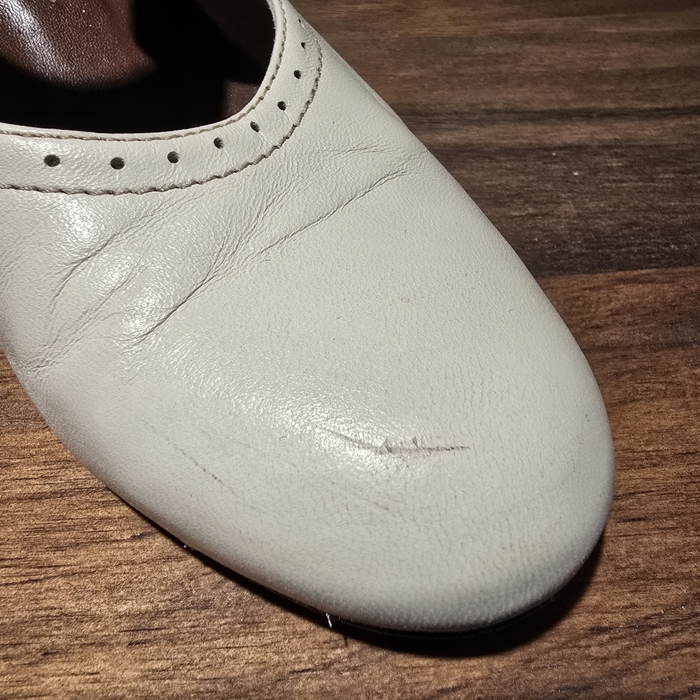 Re-mix Deluxe Vintage Classics Shoes, White And Brown Deco Heel Size 8 - Picture 4 of 6